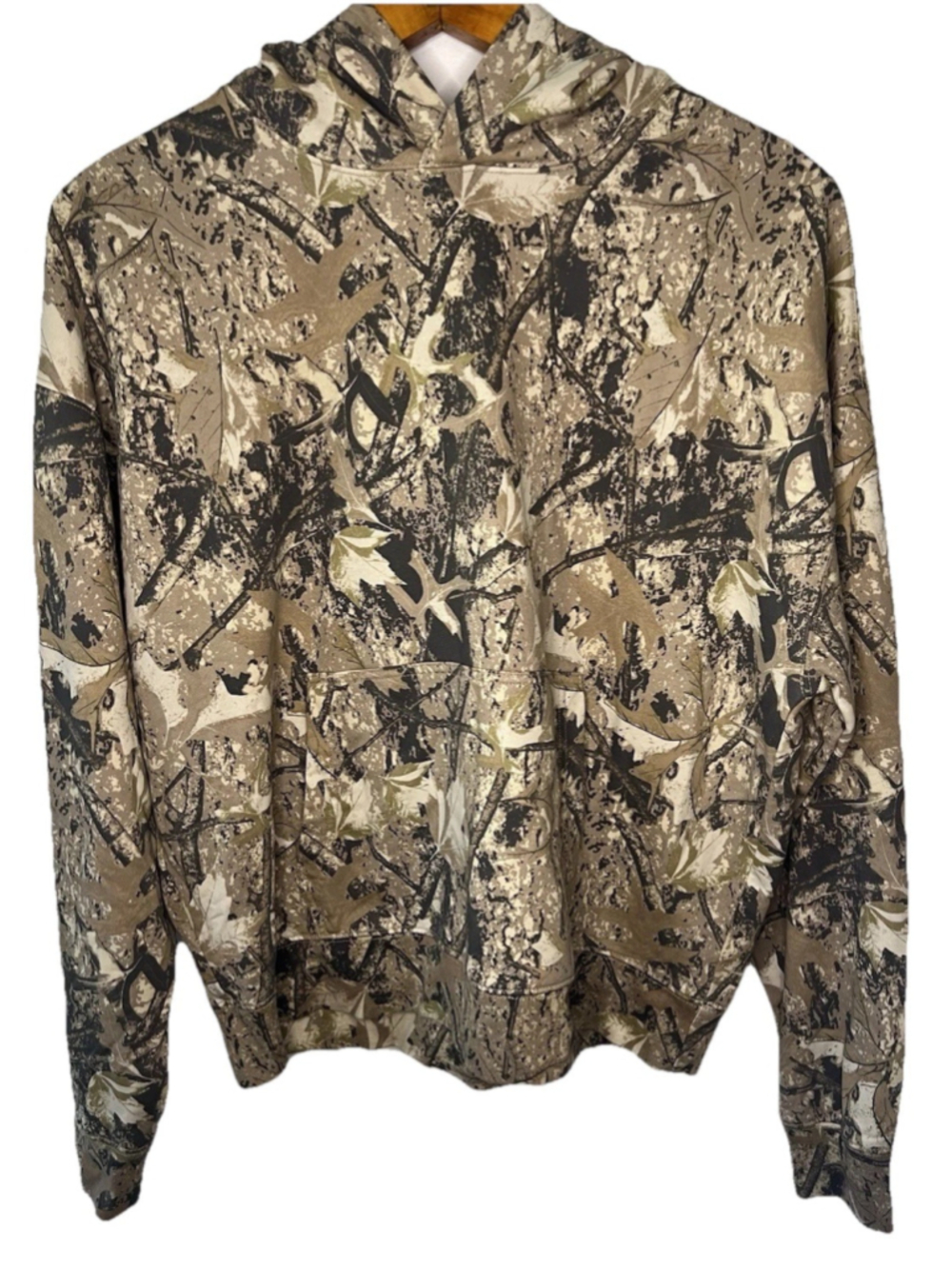 Aeropostale Camo Pullover Hoodie Sweatshirt Brown Fleece Men’s Medium
